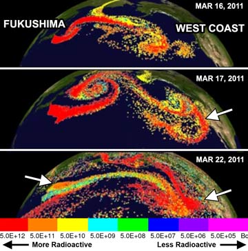 Snapshot of Fukushima airborne nuclear fallout plume, circles the earth every 40-60 hrs, forever.