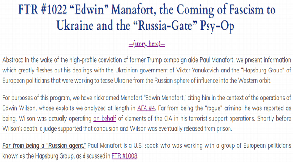 FTR #1022 “Edwin” Manafort,: Coming of Fascism to Ukraine & the “Russia-Gate” Psy-Op