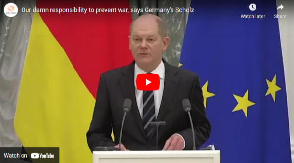 ???As heads of state and government it's our damn responsibility and our job to prevent a military escalation in Europe,??? German Chancellor Olaf Scholz told a news conference with Russian President Vladimir Putin in Moscow
