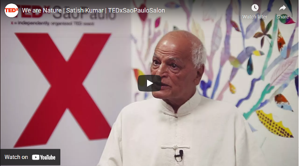 Satish Kumar talks about the need to care for our planet; ecology, social justice, spirituality science & economy are all related. Protecting soil leads to protecting people; Satish is an Indian activist & editor. He has been a Jain monk, nuclear disarmament advocate, pacifist, & editor of Resurgence & Ecologist magazine. Kumar is founder & Director of Programmes of the Schumacher College international centre for ecological studies.