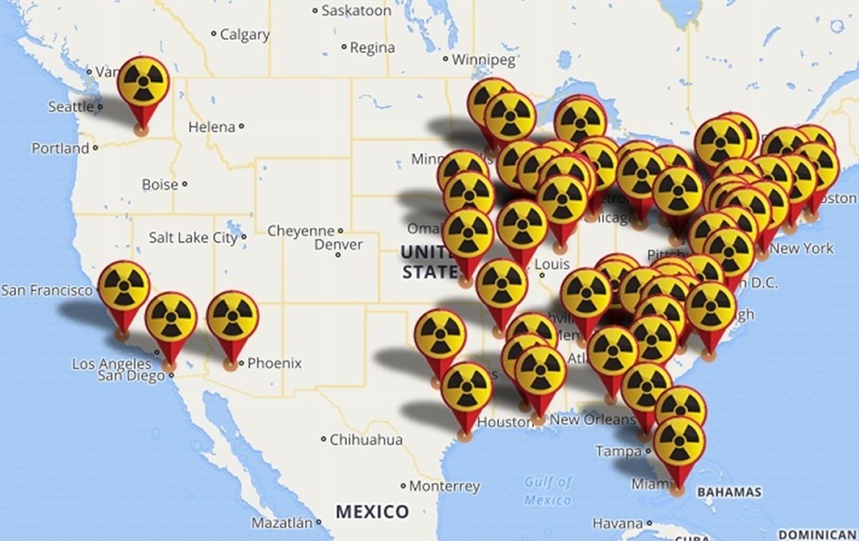 Map of all dangerous nuclear reactors in U.S. giving off radionuclides every day that cause cancer