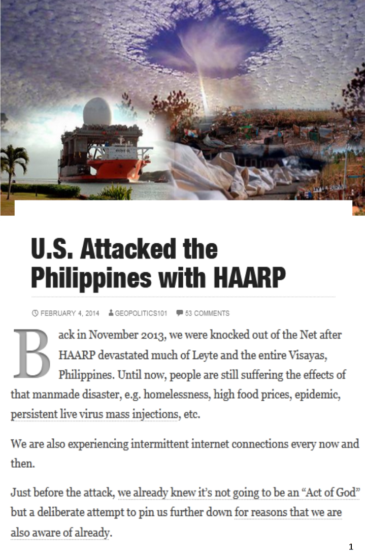 HAARP attack on Philippines by USA