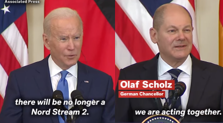 If Russia invades Ukraine again, there will no longer be a Nordstream 2, says Biden. We are working together, says Sholtz. Sabotage against Russia by U.S. & Germany to provoke WWIII for the NWO betraying the people of the U.S., Germany, Russia, Ukraine & humanity worldwide.