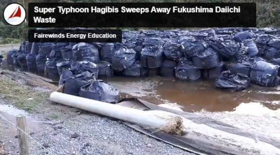 Contaminated waste from damaged nuclear plant in Fukushima swept away by Typhoon Hagibis … the city of Tamura in Fukushima Prefecture said Sunday that an unknown number of bags containing contaminated waste from the plant were lost.