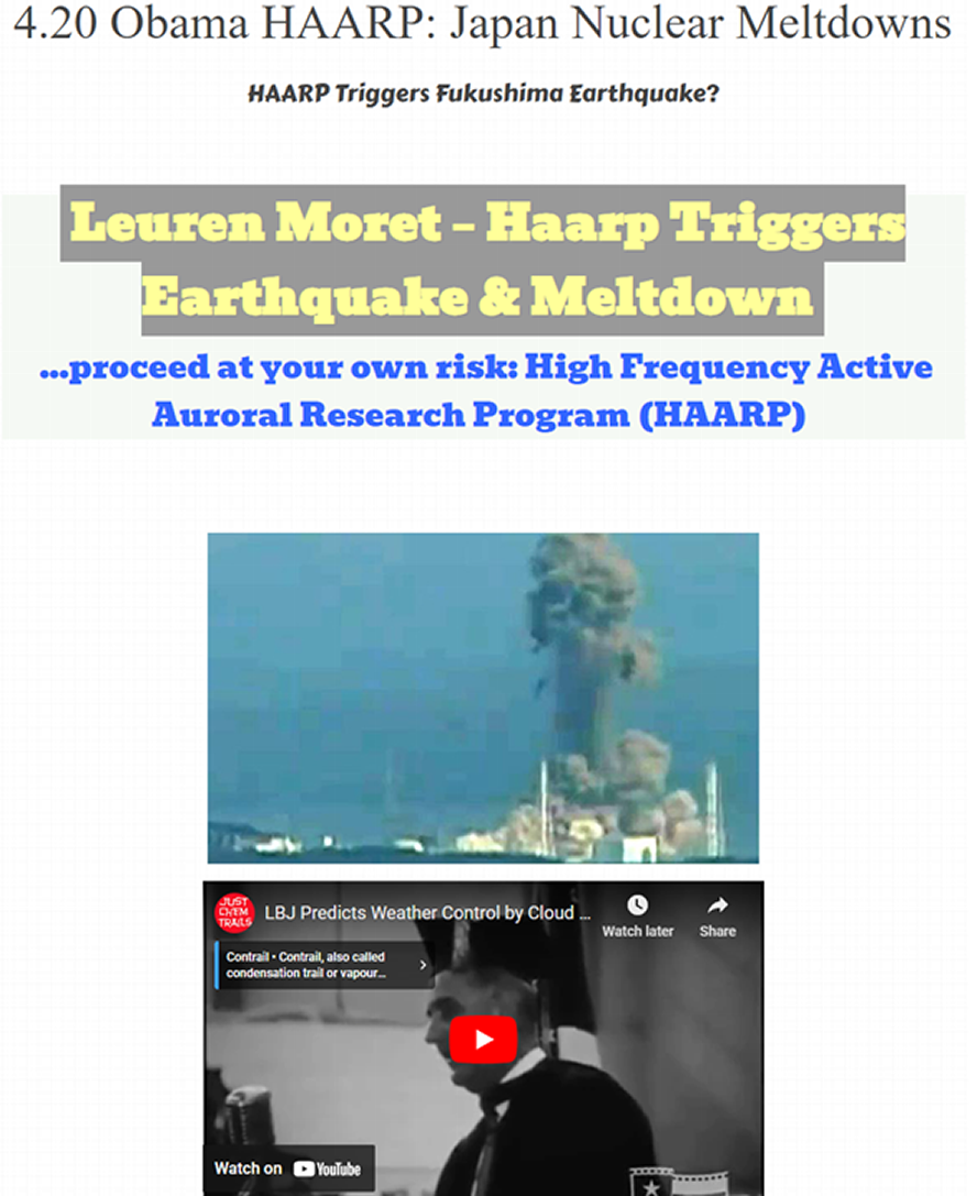 Scientific evidence & evidentiary testimony IMF's (City of London central bankers) HAARP caused the three Fukushima earthquakes continuing pollution therefrom continuously destroying life in the Pacific Ocean 