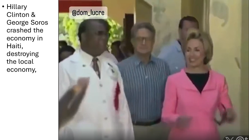 Hillary & George Soros raped Haiti while Bill and President GW Bush ripped off $30 billion dollars donated to help Haiti