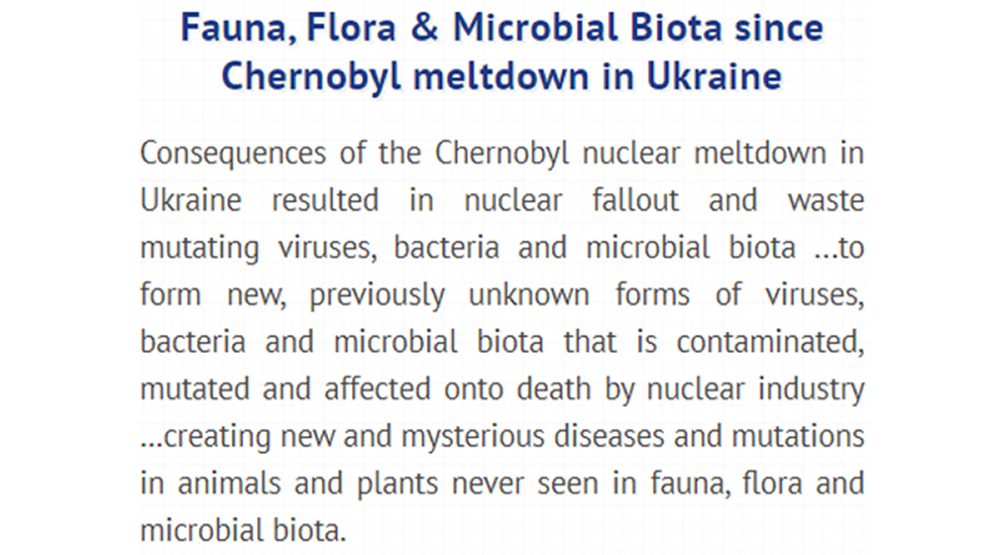 Flora & Fauna: Consequences of Nuclear Fallout in Chernobyl  (not to mention Fukushima)